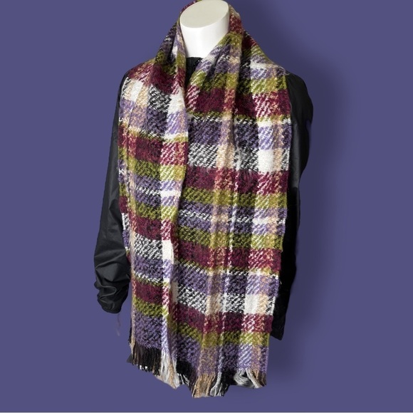 Made in France P. Cornillon Mohair Blend Plaid Scarf - Picture 7 of 13